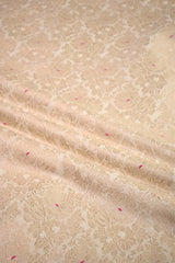 White Banarasi Silk Fabric with Rose Brocade Jaal