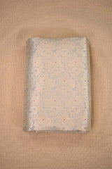 Grey Banarasi Silk Fabric with Rose Brocade Jaal