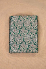 Rama Green Banarasi Silk Fabric with Rose Brocade Jaal