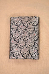 Black Banarasi Silk Fabric with Rose Brocade Jaal