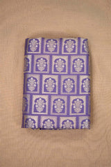 Purple Banarasi Silk Fabric with Floral Ornament Pattern