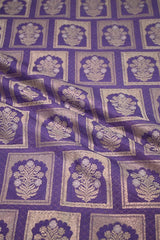 Purple Banarasi Silk Fabric with Floral Ornament Pattern