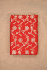 Red Banarasi Silk Fabric with Floral Sona Rupa Work