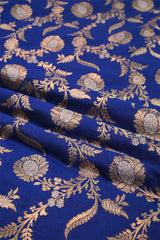 Royal Blue Banarasi Silk Fabric with Floral Sona Rupa Work