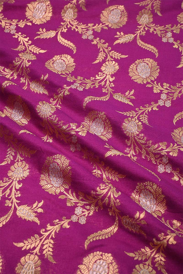 Purple fabric with gold floral patterns