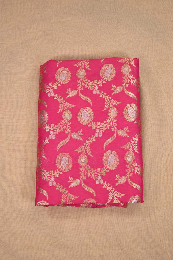 Pink Banarasi Silk Fabric with Floral Sona Rupa Work