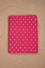 Pink Banarasi Silk Fabric with Floral Gold Zari Work