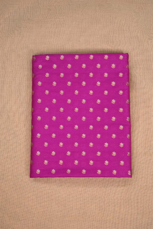 Magenta Banarasi Silk Fabric with Floral Gold Zari Work