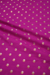 Magenta Banarasi Silk Fabric with Floral Gold Zari Work