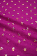 Magenta Banarasi Silk Fabric with Floral Gold Zari Work