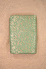 Pista Green Banarasi Silk Fabric with Meenakari Floral Jaal Design