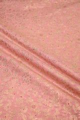 Pink Banarasi Silk Fabric with Meenakari Floral Jaal Design