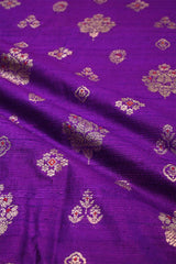 Purple Raw Silk Fabric with Zari Meenakari Work