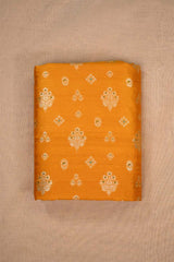 Mustard Yellow Raw Silk Fabric with Zari Meenakari Work