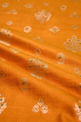 Mustard Yellow Raw Silk Fabric with Zari Meenakari Work