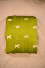 Green Chiniya Banarasi Silk Fabric with Pichwai Motifs