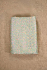 Pista Green Banarasi Chiniya Silk Fabric with Multicolor Floral Meenakari Work