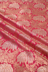 Pink Banarasi Silk Fabric with Floral Jaal Palm Tree Motifs