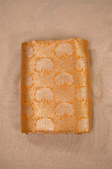 Mustard Yellow Banarasi Silk Fabric with Floral Jaal Palm Tree Motifs