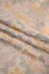 Beige Banarasi Chiniya Silk Fabric with Rangkat Prints