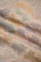 Beige Banarasi Chiniya Silk Fabric with Rangkat Prints