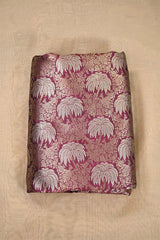 Wine Banarasi Silk Fabric with Floral Jaal Palm Tree Motifs