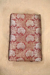 Maroon Banarasi Silk Fabric with Floral Jaal Palm Tree Motifs