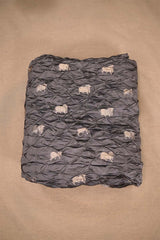 Grey Chiniya Silk Bandhani Fabric with Gold Zari Pichwai Motifs