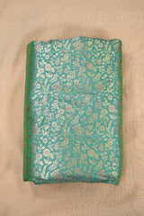 Sea Green Banarasi Silk Brocade with Gold Zari Floral Motifs