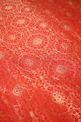 Red Raw Mango Silk with Intricate Resham & Gold Zari Floral Detailing