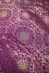 Purple Raw Mango Silk with Intricate Resham & Gold Zari Floral Detailing
