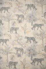 Off White Semi Cotton Silk with Geometric Resham & Shikargah Motif Print