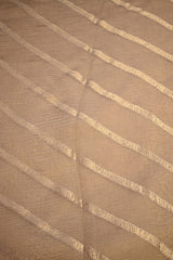 Grey Tissue Silk Fabric with Gold Zari Criss-Cross Pattern