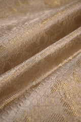Ivory Tissue Silk Fabric with Gold Zari Floral Brocade