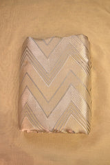 Grey Satin Silk Fabric with Zari & Resham Zig-Zag Motifs