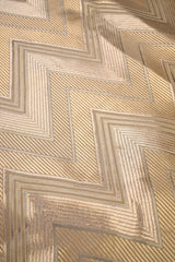 Grey Satin Silk Fabric with Zari & Resham Zig-Zag Motifs