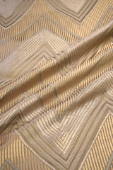 Grey Satin Silk Fabric with Zari & Resham Zig-Zag Motifs