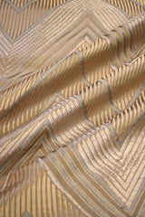 Grey Satin Silk Fabric with Zari & Resham Zig-Zag Motifs