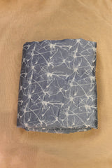 Grey Chanderi Silk Fabric with White Abstract Digital Prints