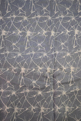 Grey Chanderi Silk Fabric with White Abstract Digital Prints