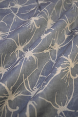 Grey Chanderi Silk Fabric with White Abstract Digital Prints