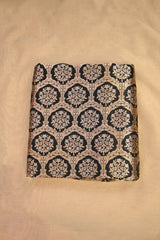 Black Katan Silk Fabric with Gold Zari Ethnic Jaal