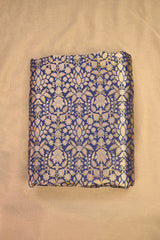 Royal Blue Katan Silk Fabric with Sonarupa Floral Jaal