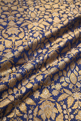 Royal Blue Katan Silk Fabric with Sonarupa Floral Jaal