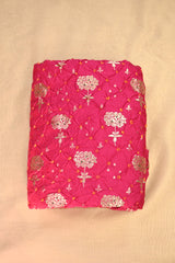 Hot Pink Chiniya Banarasi Silk Fabric with Bandhni Meenakari Butas