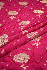 Hot Pink Chiniya Banarasi Silk Fabric with Bandhni Meenakari Butas
