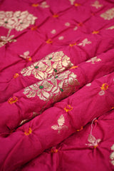 Hot Pink Chiniya Banarasi Silk Fabric with Bandhni Meenakari Butas