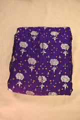 Purple Chiniya Banarasi Silk Fabric with Bandhni and Zari Meenakari
