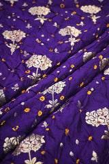 Purple Chiniya Banarasi Silk Fabric with Bandhni and Zari Meenakari