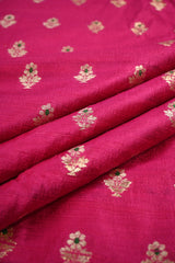 Rani Pink Raw Silk Fabric with Zari Meenakari Buti